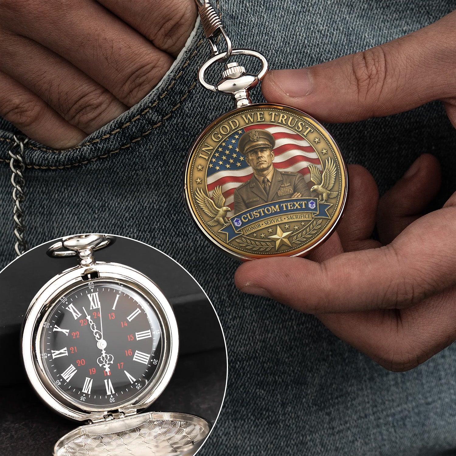 Air Force Veteran Gift Custom Pocket Watch 250 Years