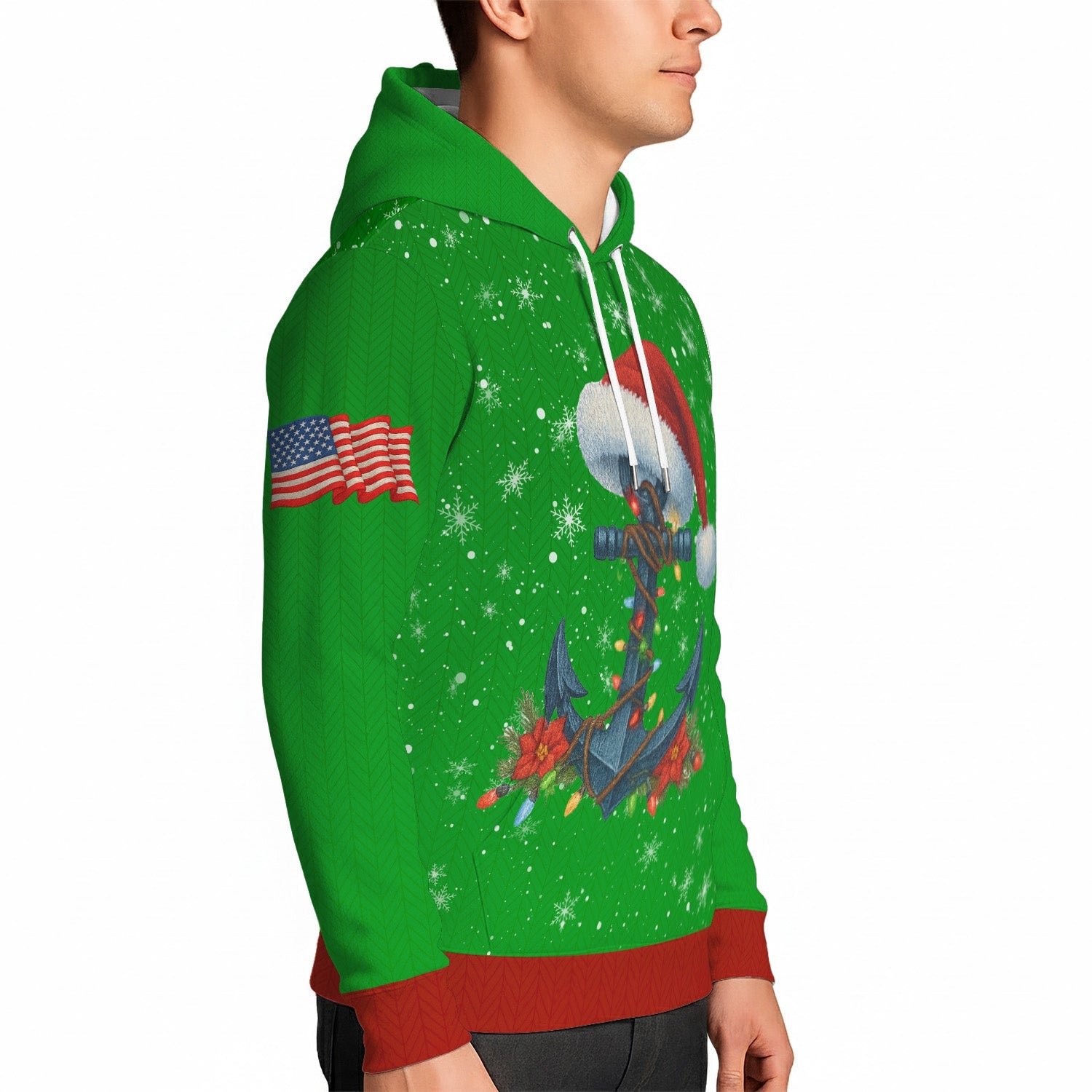 US Navy 3D All Over Print Hoodie Anchor Xmas Hat