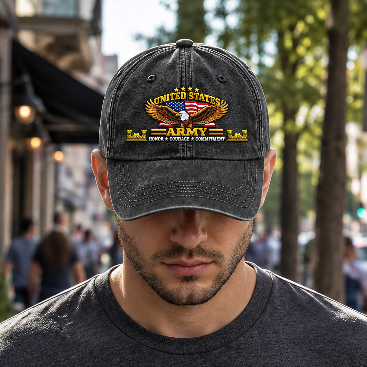 Custom U.S. Army Washed Cap Personalized Military Rank and Text