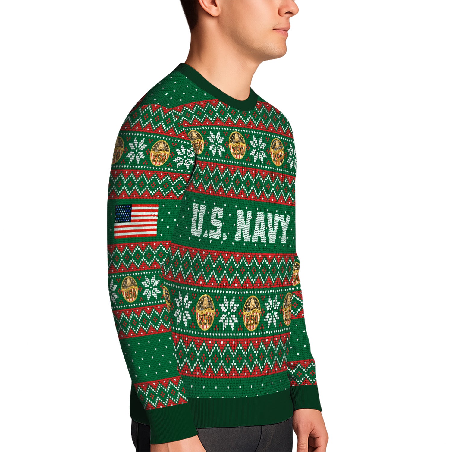 Custom Ranks US Navy Ugly Christmas Sweater for Women Men KRUST09