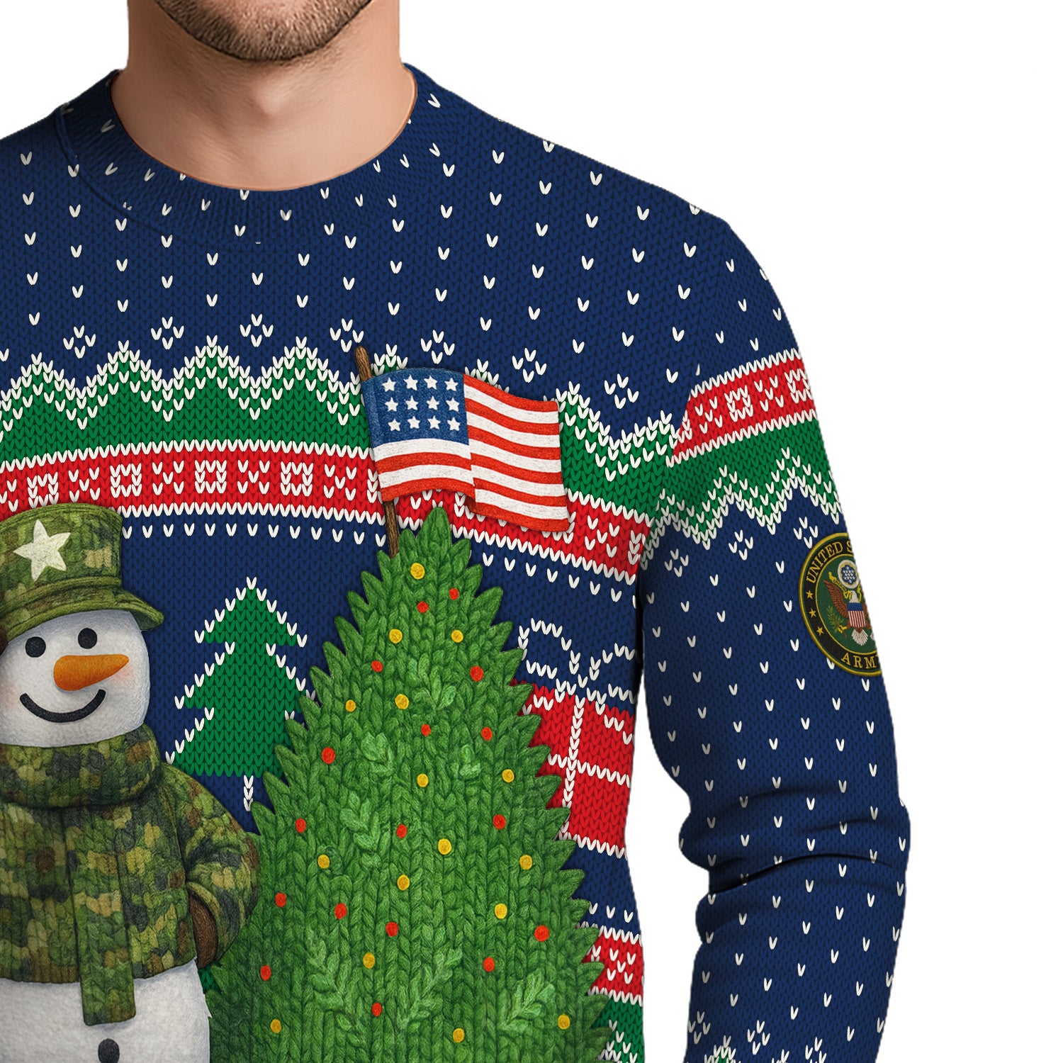 US Army Snowman Soldier Ugly Christmas Sweater