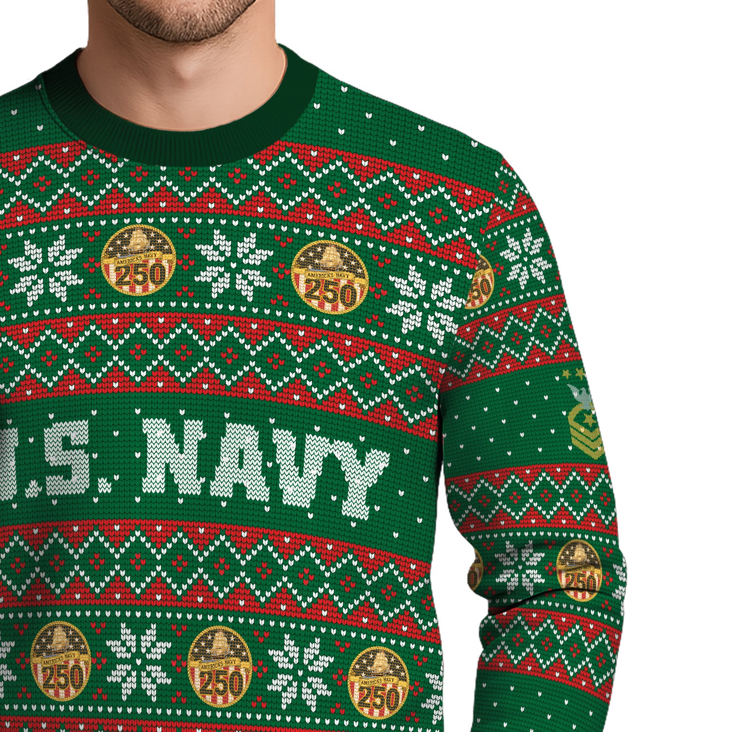 Custom Ranks US Navy Ugly Christmas Sweater for Women Men KRUST09