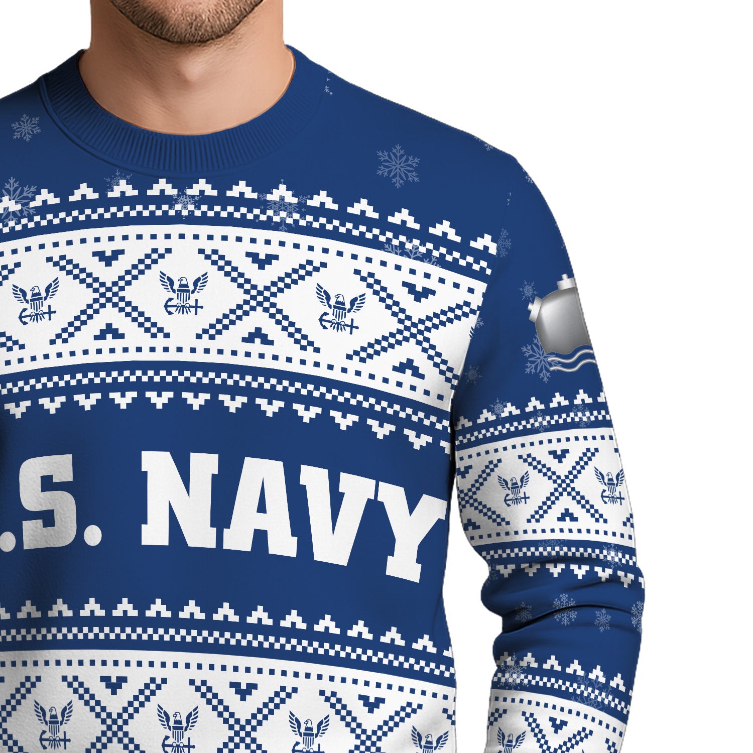 Custom Ranks US Navy Ugly Christmas Sweater for Women Men KRUST05