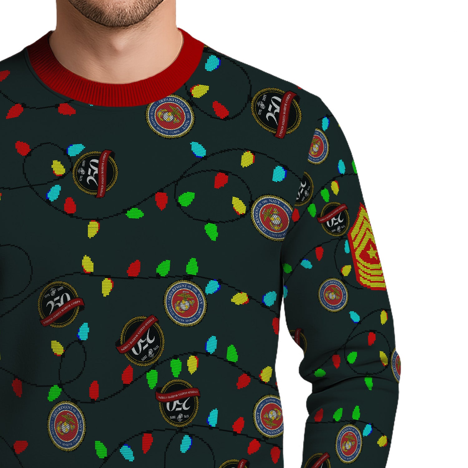 Custom Ranks USMC Ugly Christmas Sweater for Women Men KRUST07