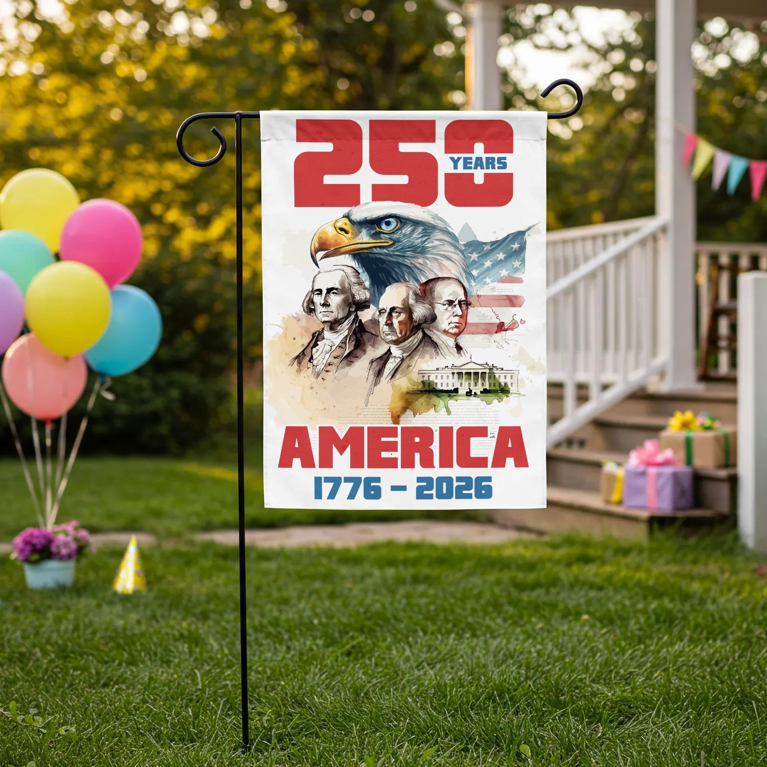 America 1776 - 2026 Garden Flag 12''x18'' Twin-Side Printing