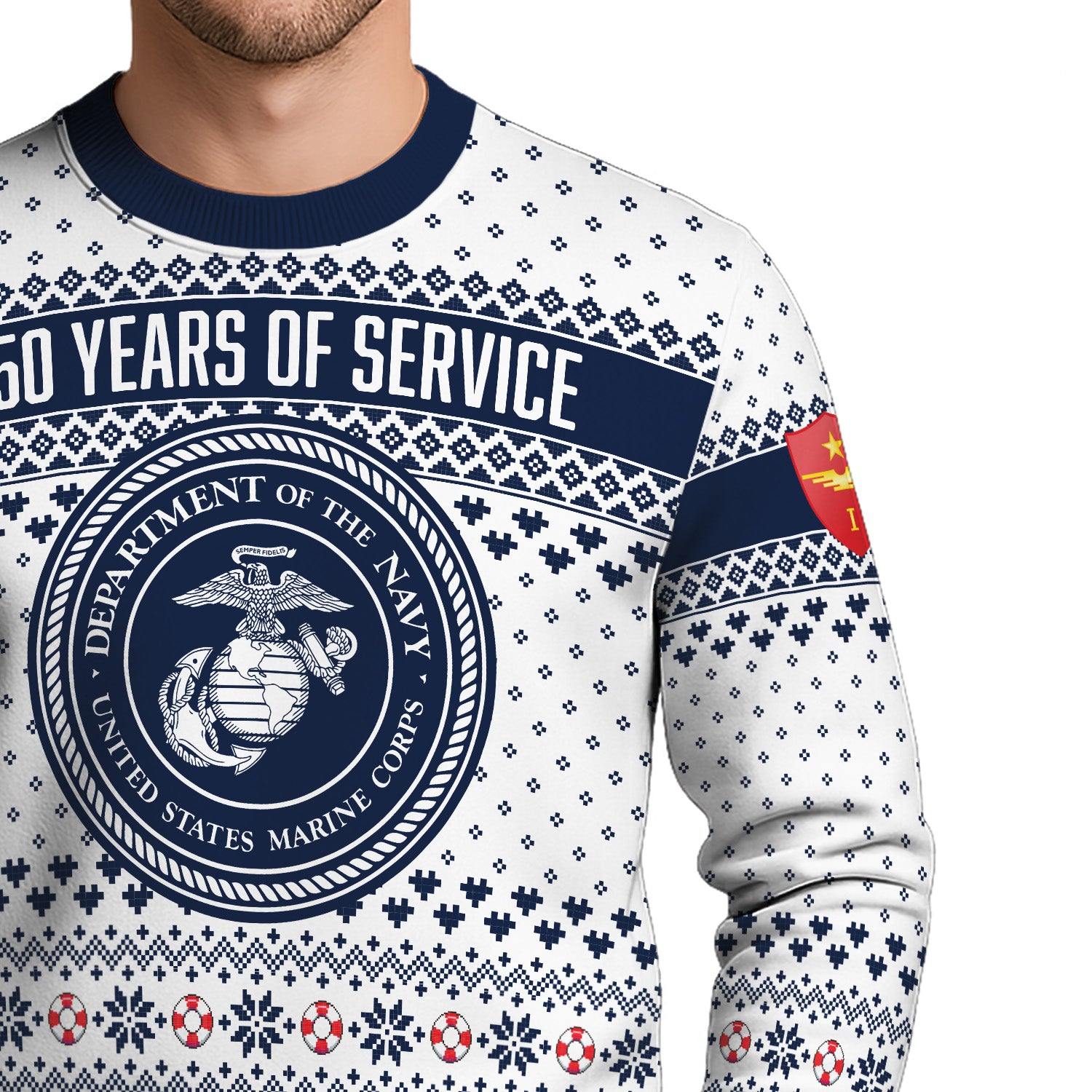 Custom Ranks USMC Ugly Christmas Sweater for Women Men KRUST06