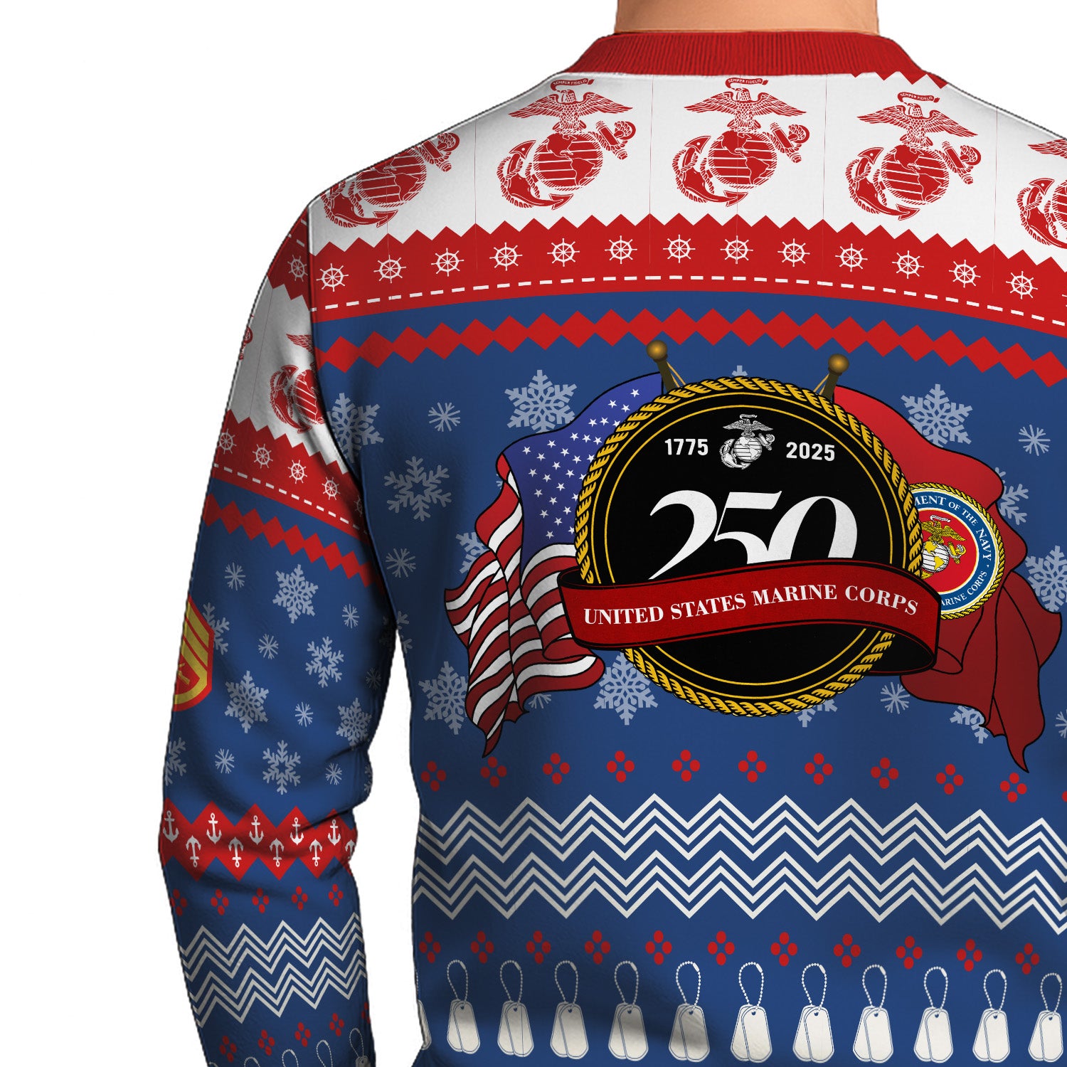 Custom Ranks USMC Ugly Christmas Sweater for Women Men KRUST04