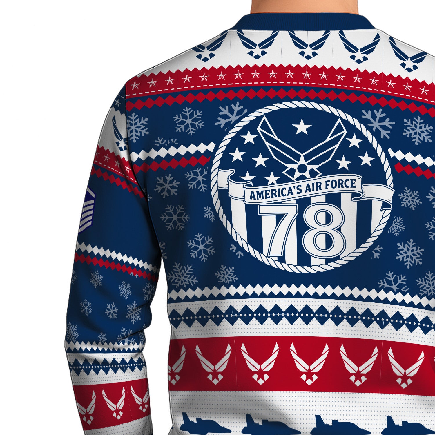 Custom Ranks US Air Force Ugly Christmas Sweater for Women Men KRUST03