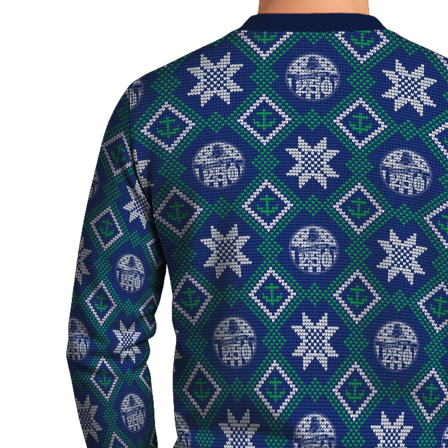 US Navy 250 America Pattern Christmas Ugly Sweater