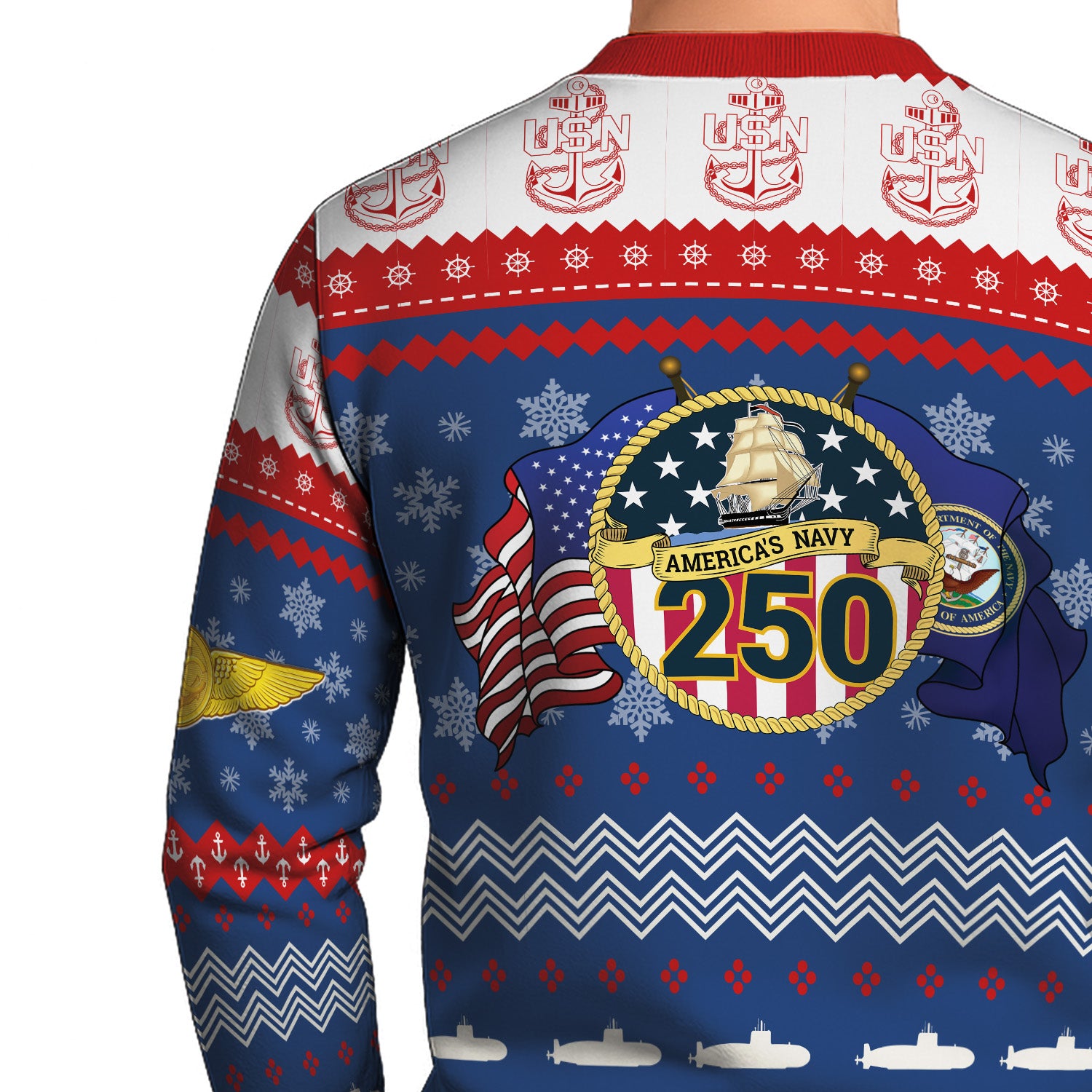 Custom Ranks US Navy Ugly Christmas Sweater for Women Men KRUST04