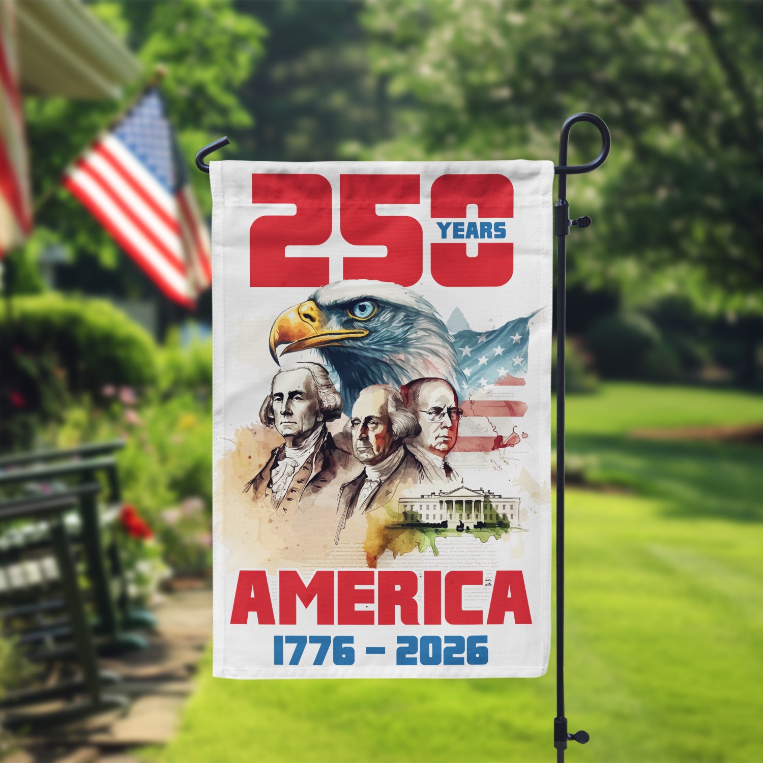 America 1776 - 2026 Garden Flag 12''x18'' Twin-Side Printing