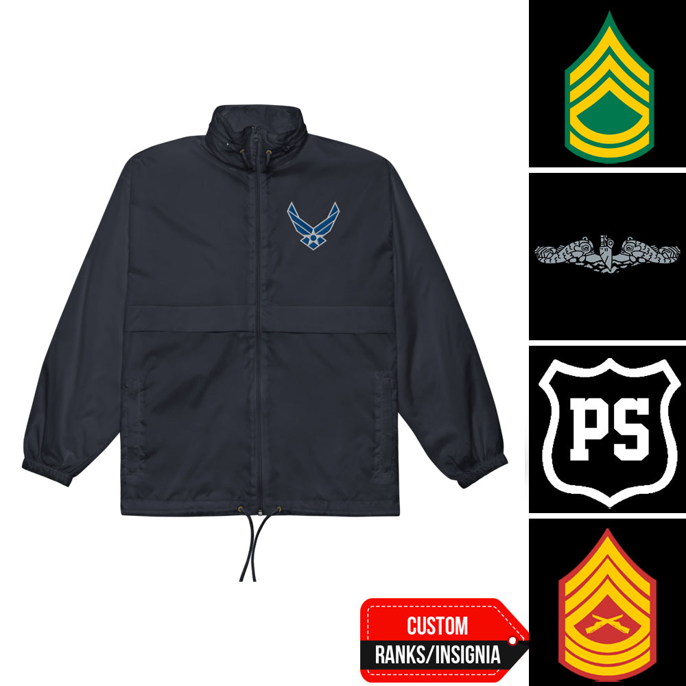 Custom US Military Ranks/Insignia Embroidered Unisex Windbreaker