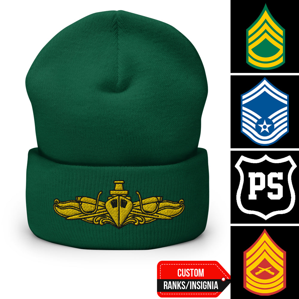 Custom US Military Ranks/Insignia Embroidered Beanie