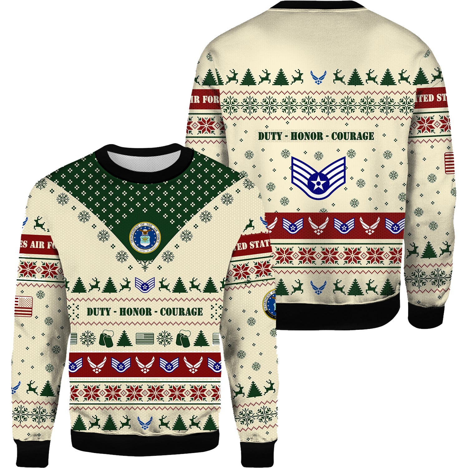 Custom 3D All Over Prints Ugly Sweater, Personalized Text, Military Ranks, Logo