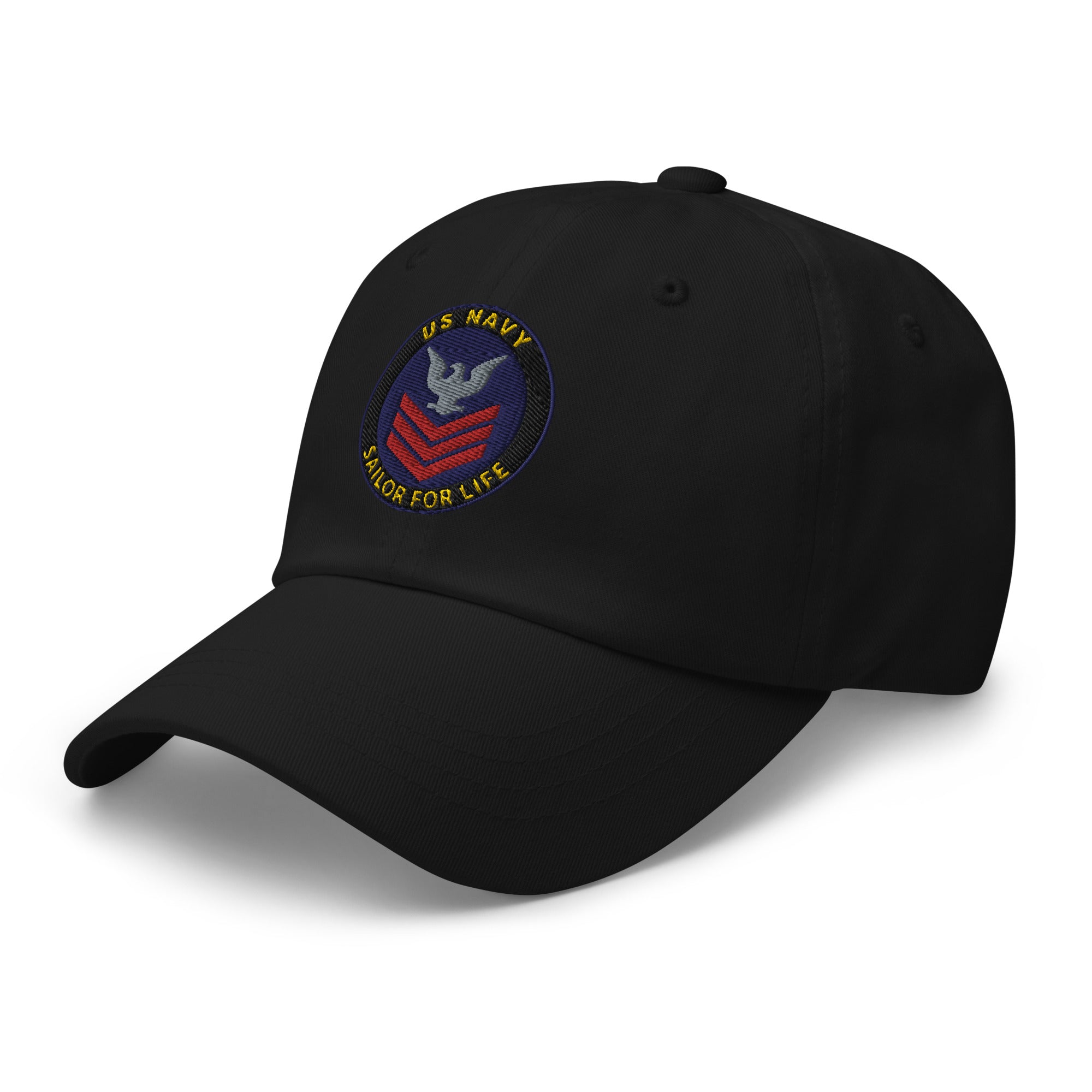 US Navy E-6 Red Stripe Sailor For Life Embroidered Dad Hat