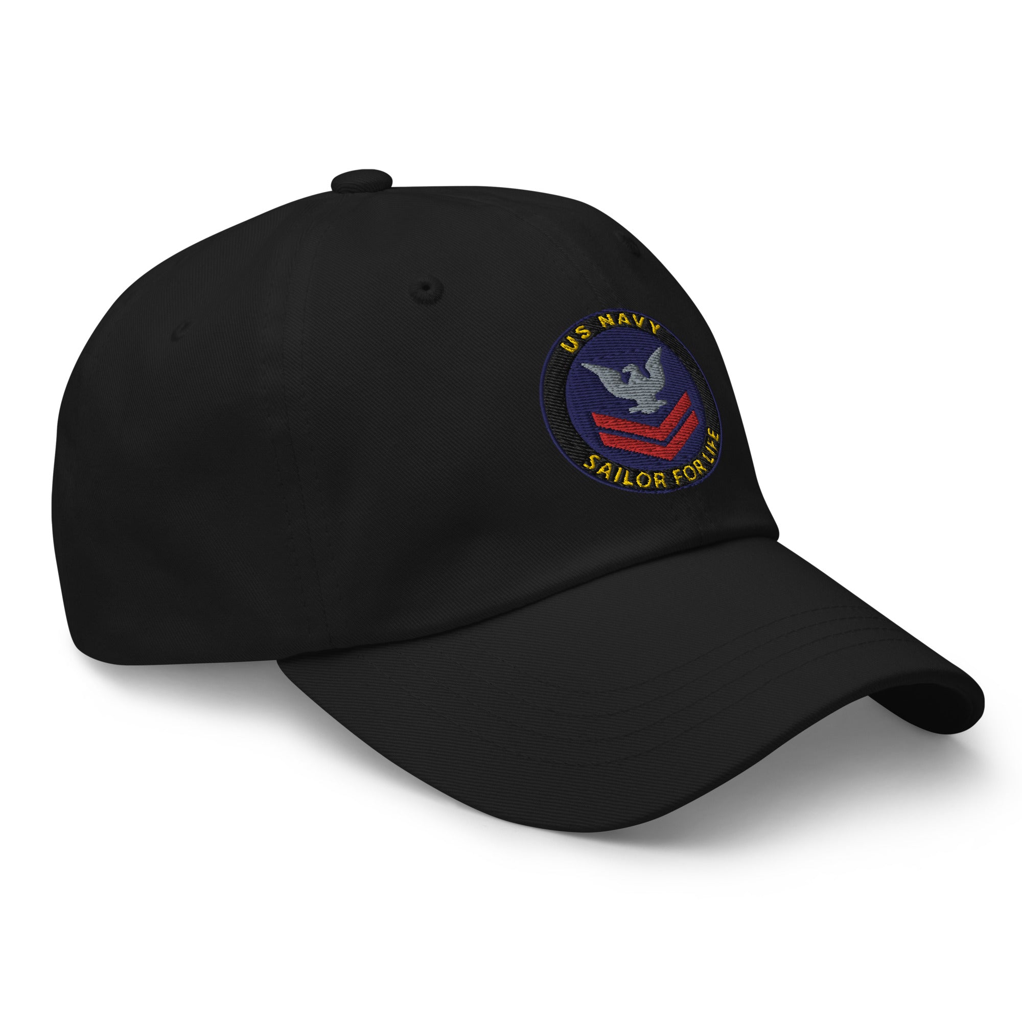 US Navy E-5 Red Stripe Sailor For Life Embroidered Dad Hat