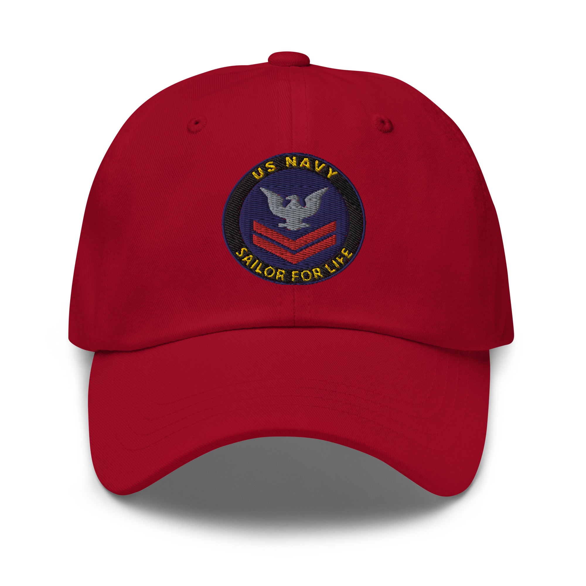 US Navy E-5 Red Stripe Sailor For Life Embroidered Dad Hat