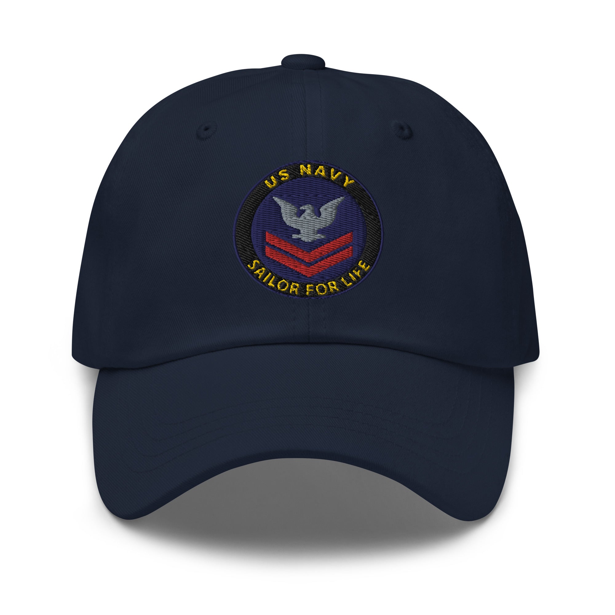 US Navy E-5 Red Stripe Sailor For Life Embroidered Dad Hat