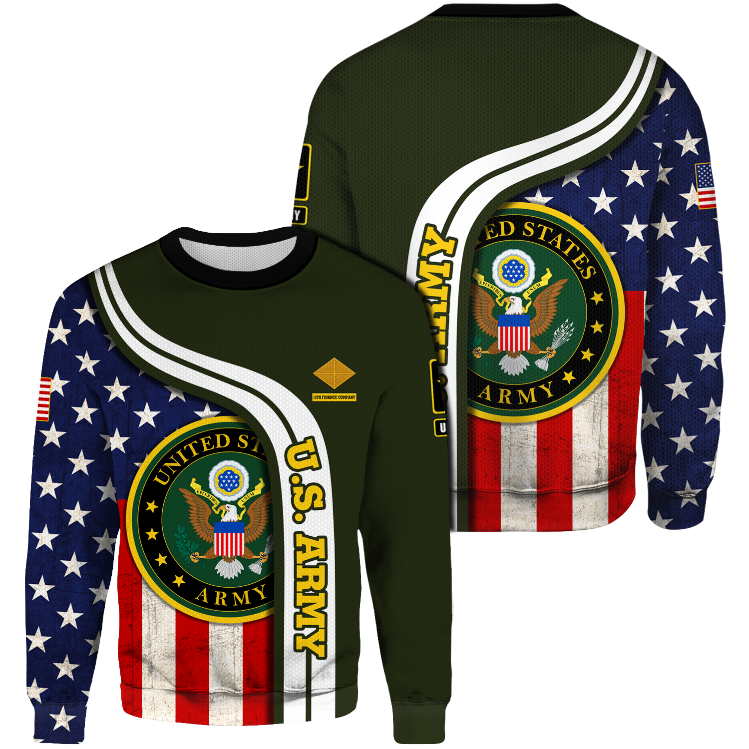 Custom 3D All Over Prints Ugly Sweater, Personalized Name And Military Logo, USA Flag