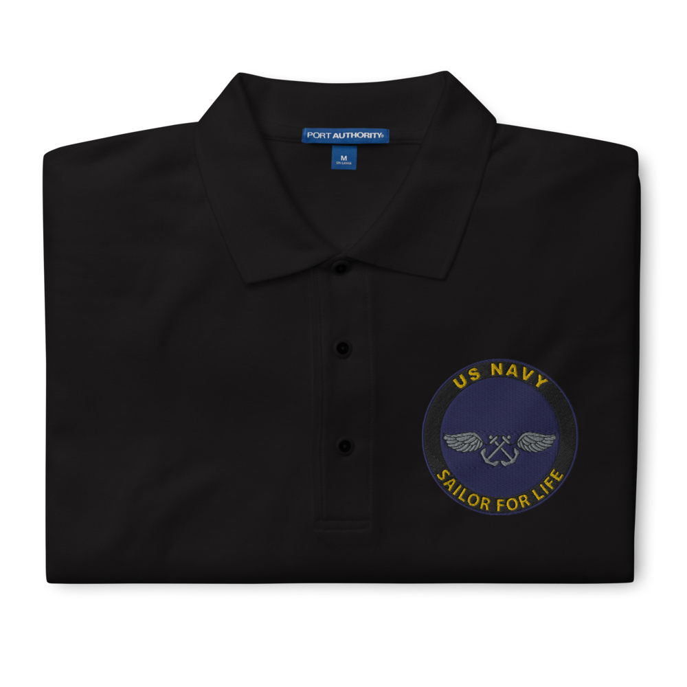 Custom US Navy Ranks, Insignia Sailor For Life Embroidered Port Authority Polo Shirt