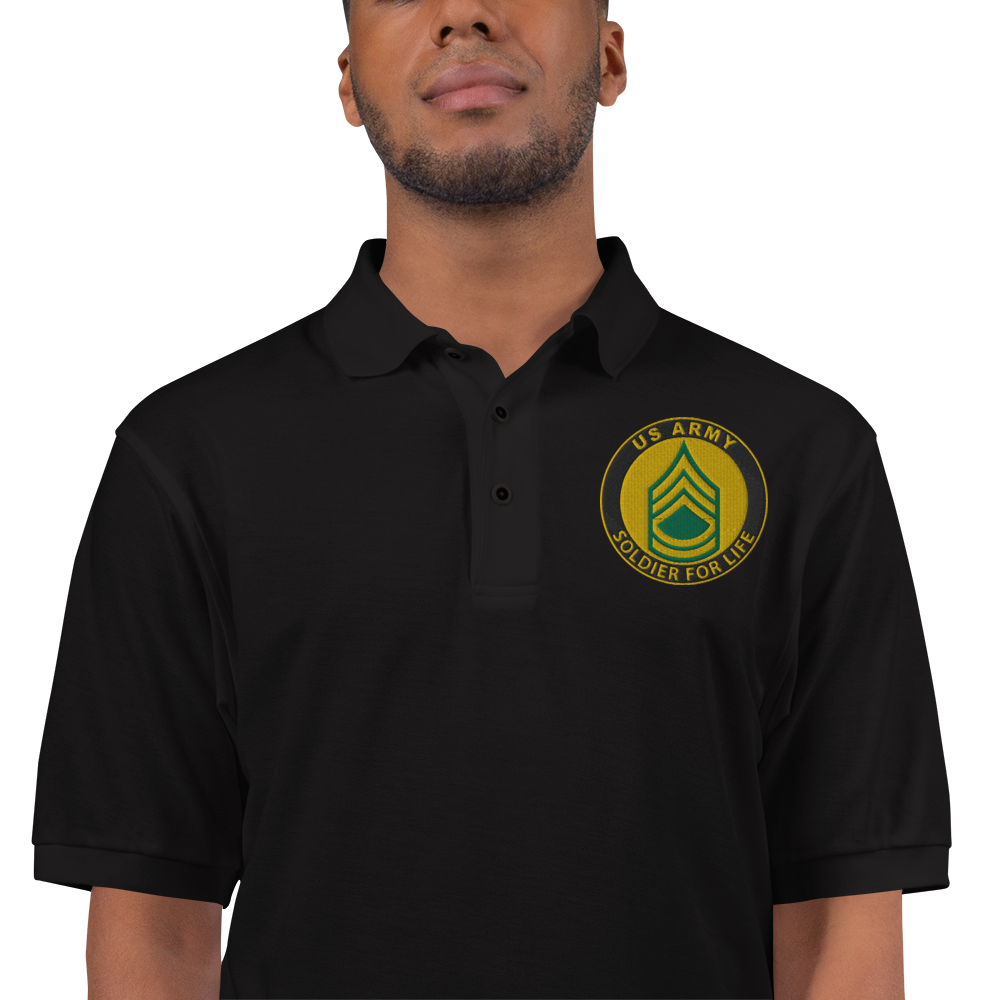 Custom US Army Ranks, Insignia Soldier For Life Embroidered Port Authority Polo Shirt