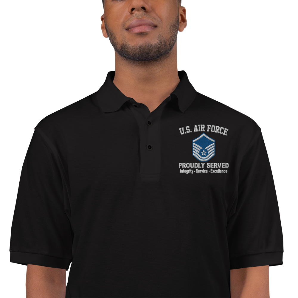 Custom US Air Force Ranks, Insignia Core Values Embroidered Port Authority Polo Shirt