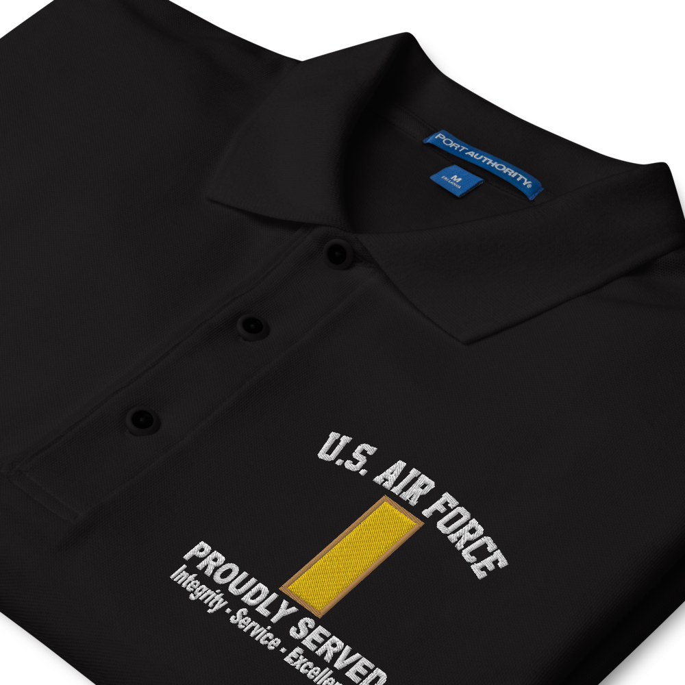 Custom US Air Force Ranks, Insignia Core Values Embroidered Port Authority Polo Shirt