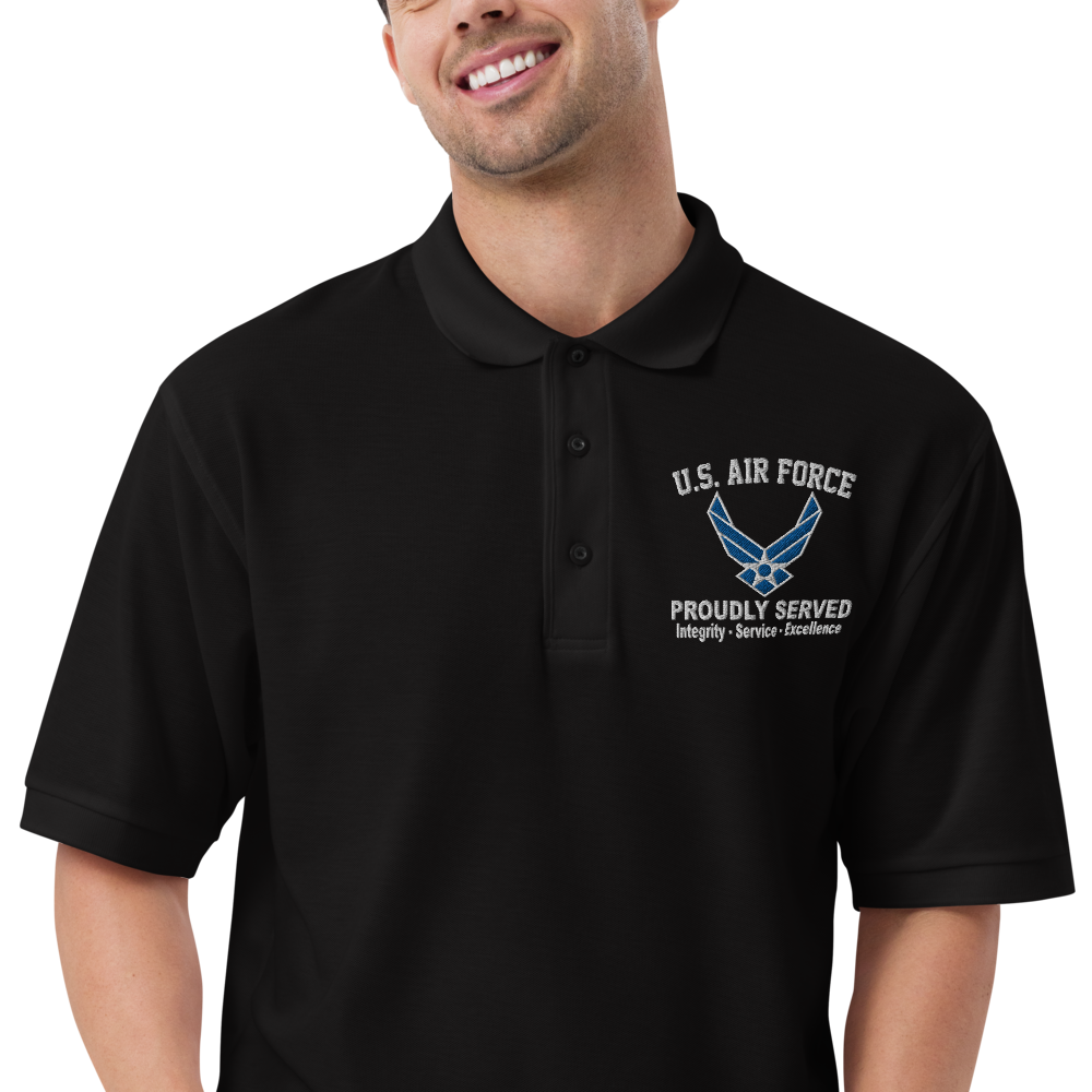 Custom US Air Force Ranks, Insignia Core Values Embroidered Port Authority Polo Shirt