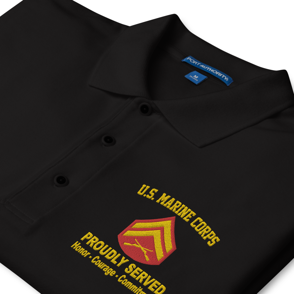 Custom US Marine Corps Ranks, Insignia Core Values Embroidered Port Authority Polo Shirt