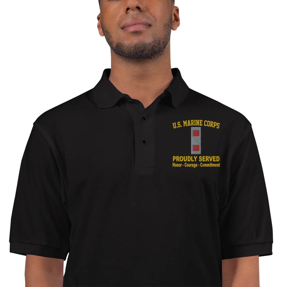 Custom US Marine Corps Ranks, Insignia Core Values Embroidered Port Authority Polo Shirt