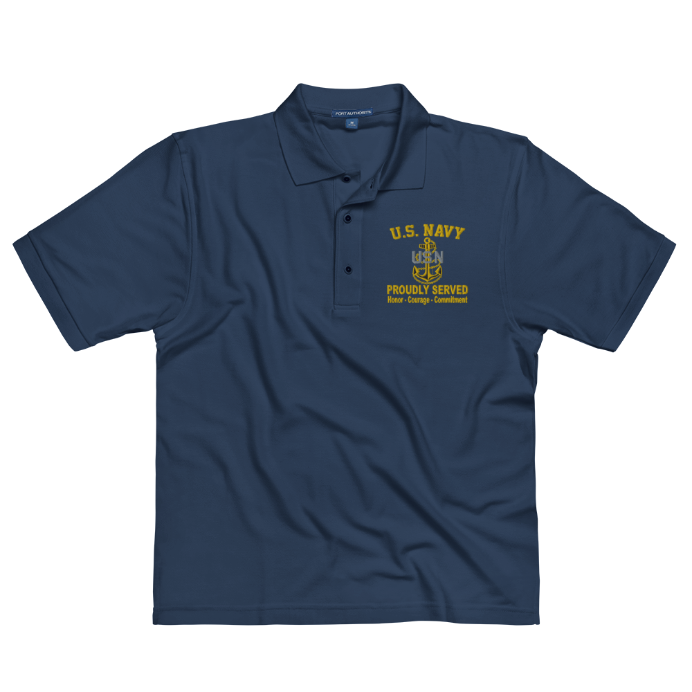 Custom US Navy Ranks, Insignia Core Values Embroidered Port Authority Polo Shirt