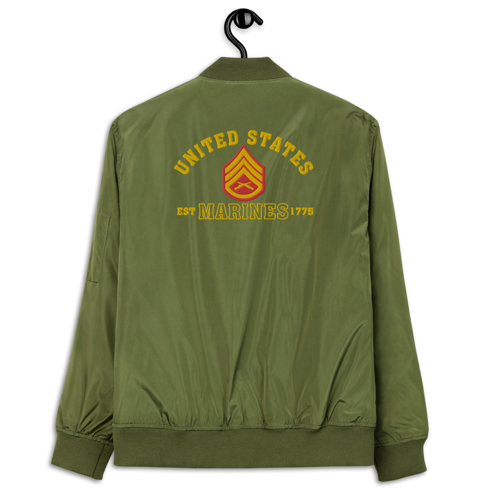 US Marines EST. 1775, Custom US Marine Corps Ranks, Insignia On Back, Embroidered Recycled Bomber Jacket