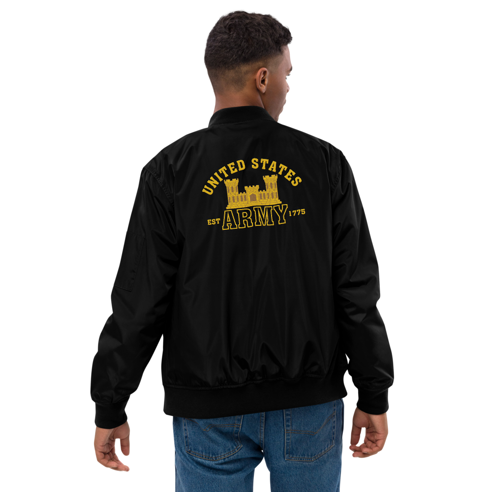 US Army EST. 1775, Custom US Army Ranks, Insignia On Back, Embroidered Recycled Bomber Jacket