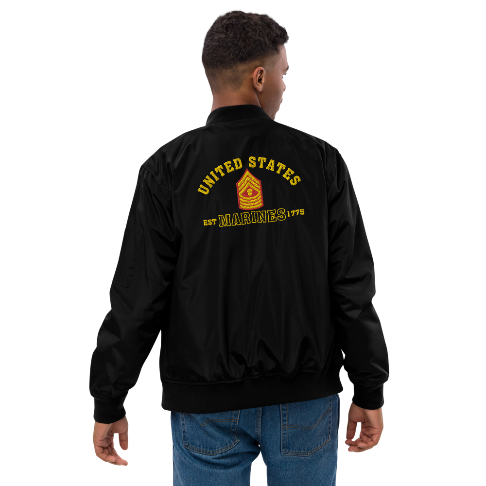 US Marines EST. 1775, Custom US Marine Corps Ranks, Insignia On Back, Embroidered Recycled Bomber Jacket