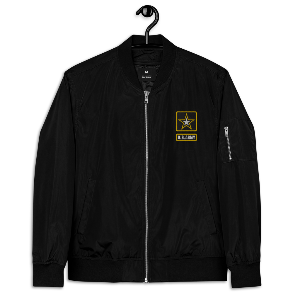 US Army EST. 1775, Custom US Army Ranks, Insignia On Back, Embroidered Recycled Bomber Jacket