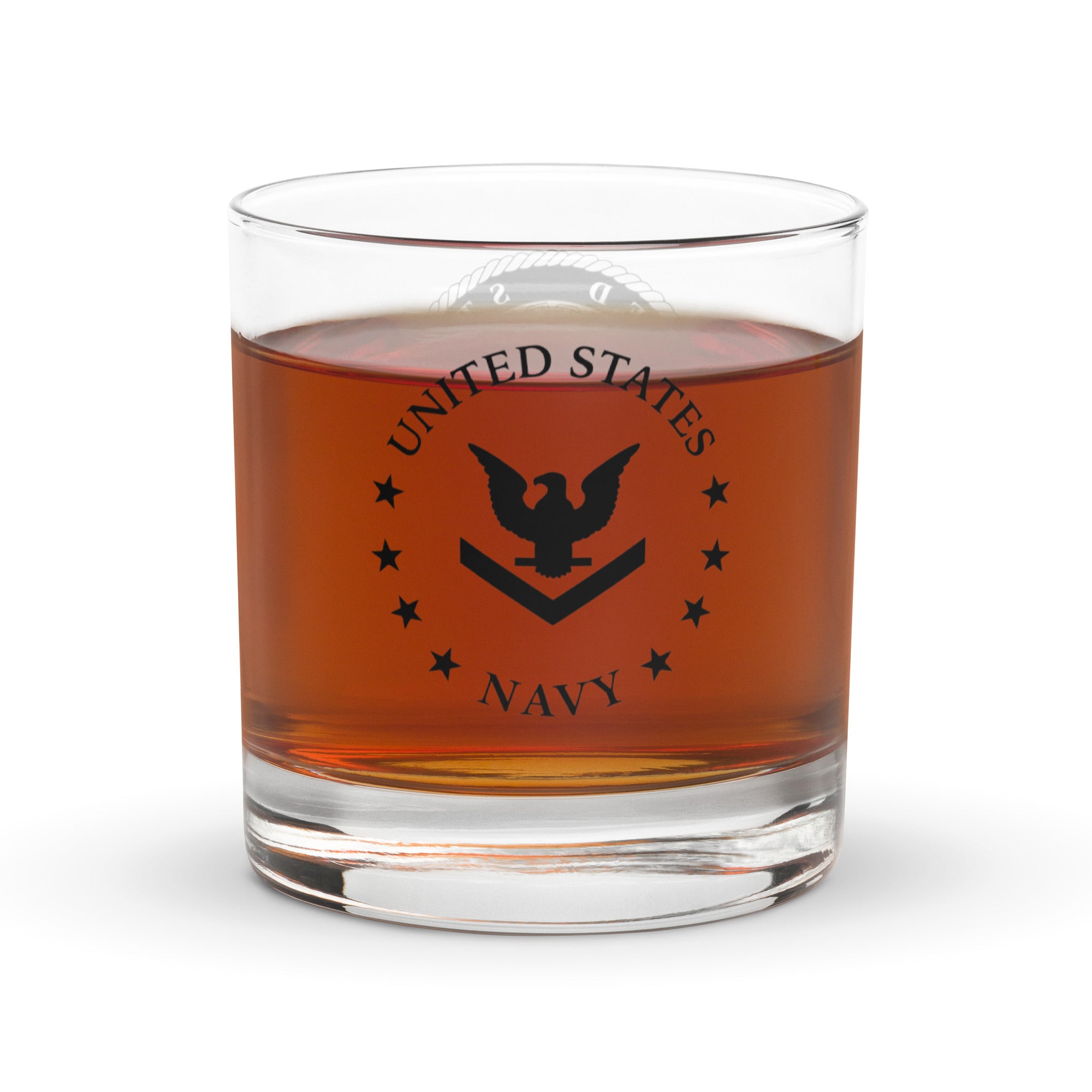 US Navy E-4 Insignia Rocks Glass 10.5 oz