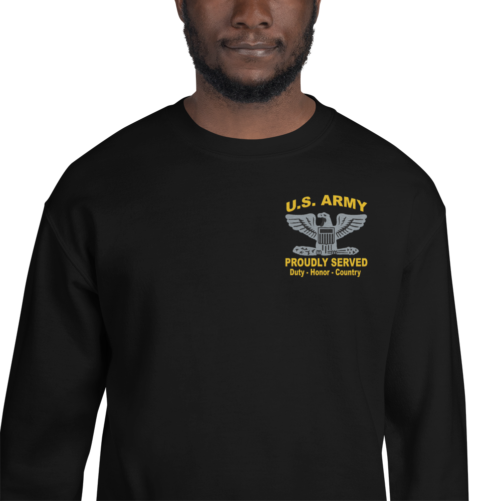 Custom US Army Ranks, Insignia Core Values Embroidered Unisex Sweatshirt