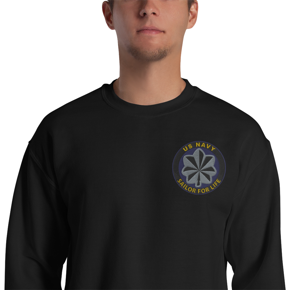 Custom US Navy Ranks, Insignia Sailor For Life Embroidered Unisex Sweatshirt