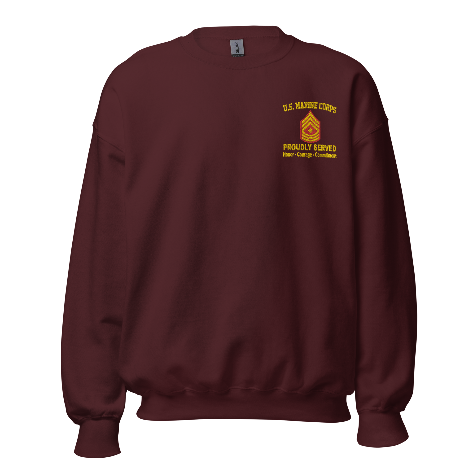 Custom US Marine Corps Ranks, Insignia Core Values Embroidered Unisex Sweatshirt