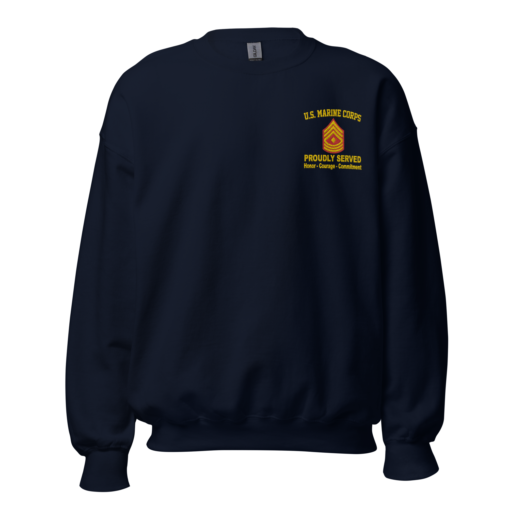 Custom US Marine Corps Ranks, Insignia Core Values Embroidered Unisex Sweatshirt