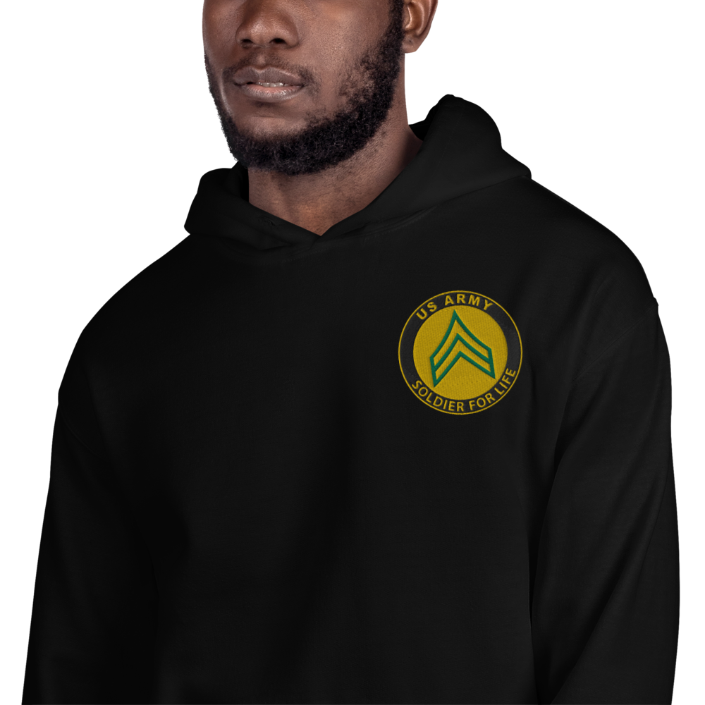 Custom US Army Ranks, Insignia Core Values Embroidered Unisex Hoodie