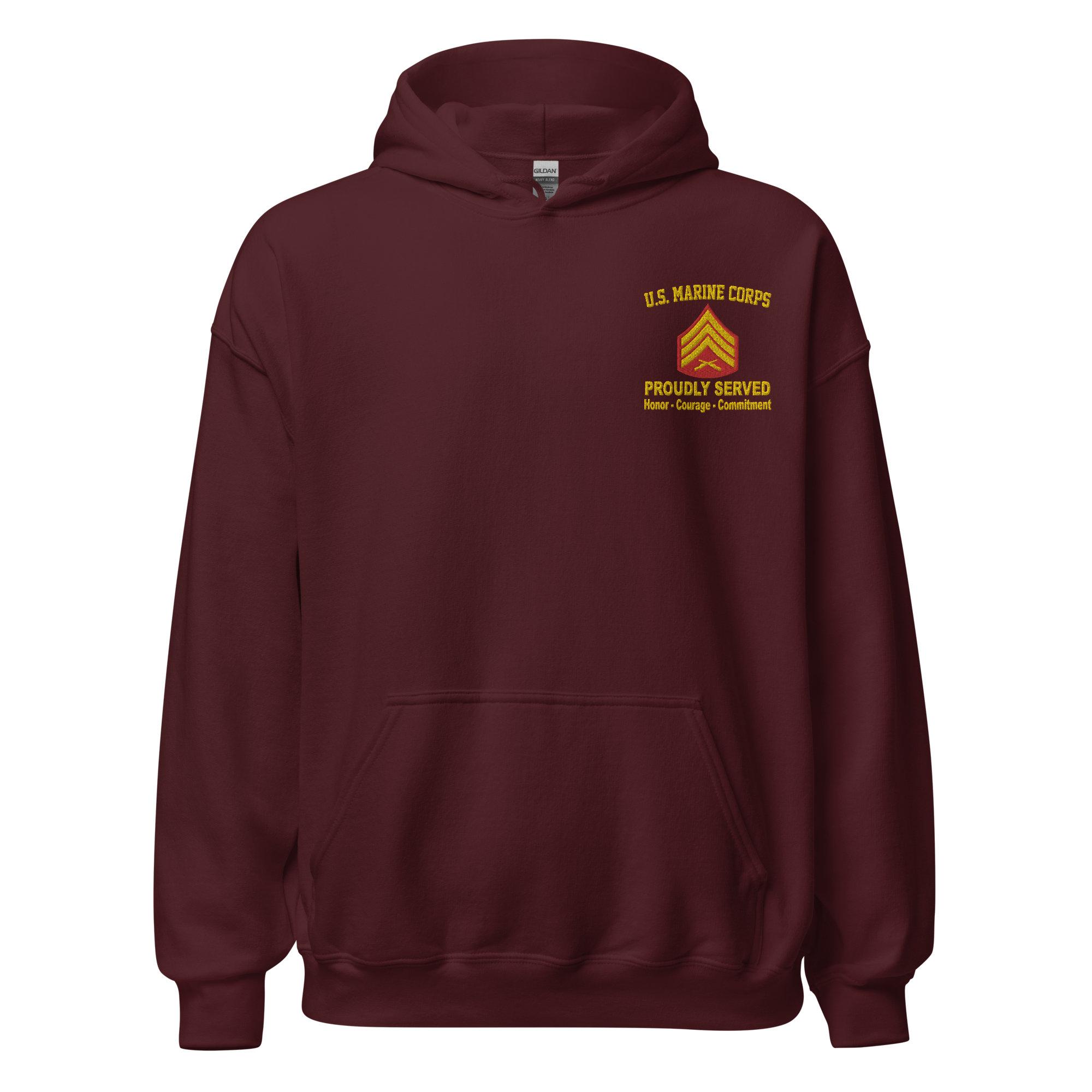 Custom US Marine Corps Ranks, Insignia Core Values Embroidered Unisex Hoodie