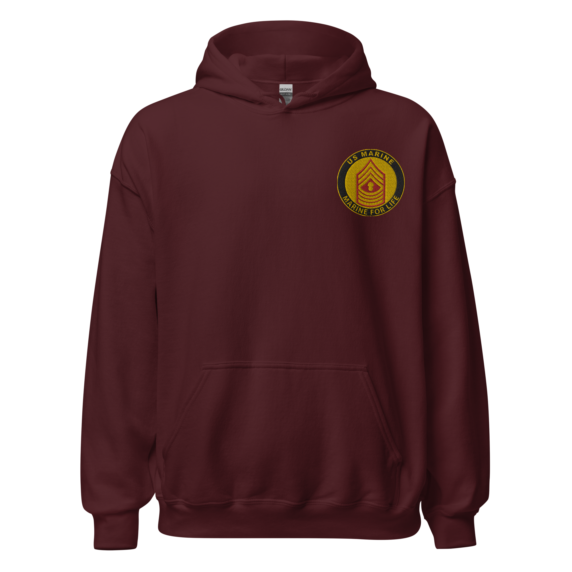 Custom US Marine Corps Ranks, Insignia Marine For Life Embroidered Unisex Hoodie