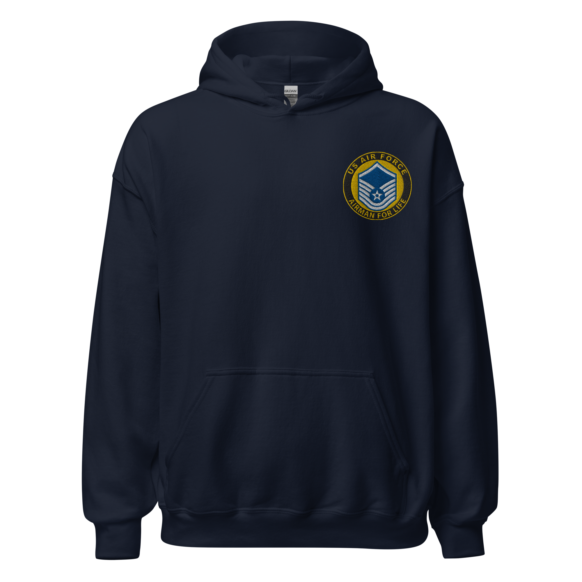 Custom US Air Force Ranks, Insignia Airman For Life Embroidered Unisex Hoodie