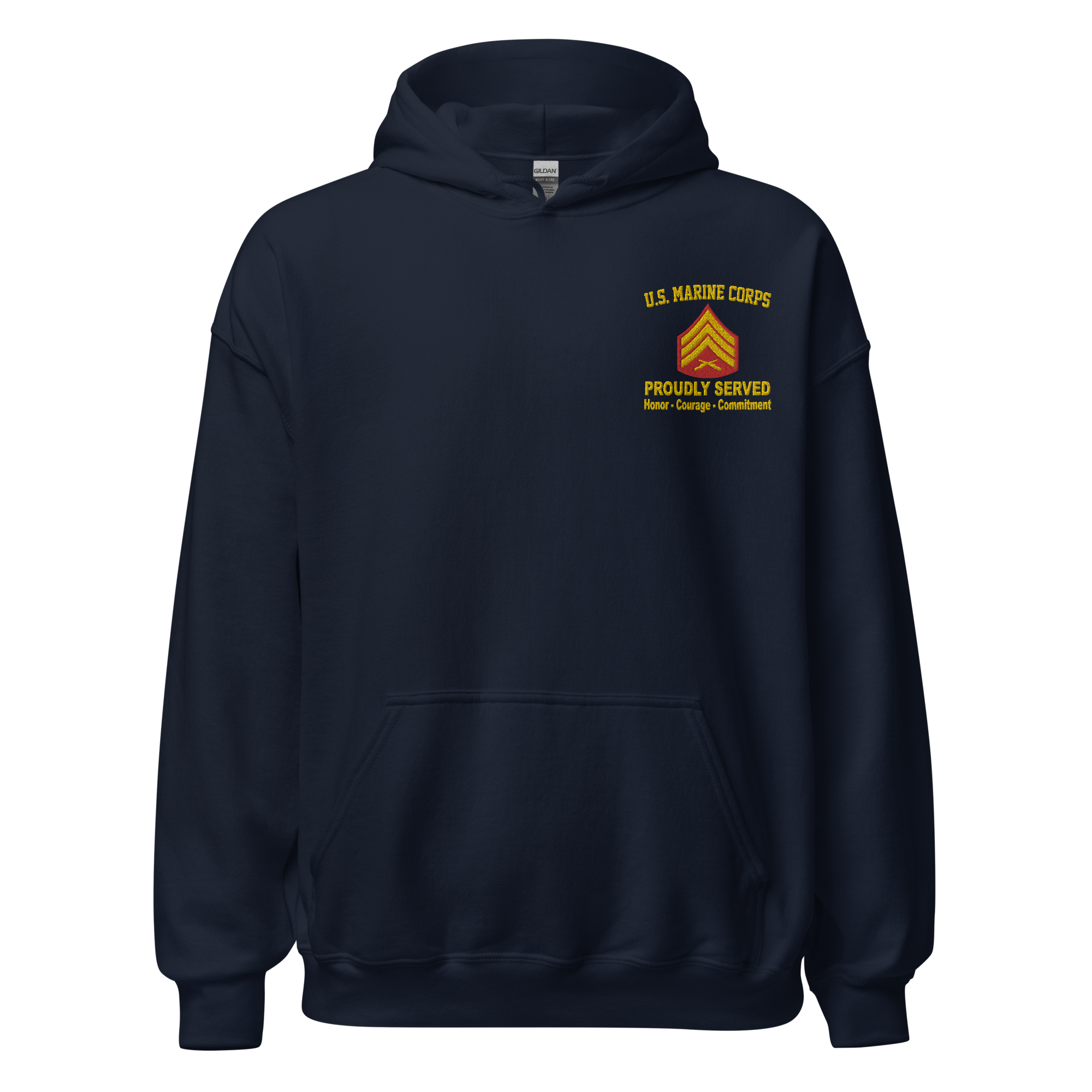 Custom US Marine Corps Ranks, Insignia Core Values Embroidered Unisex Hoodie