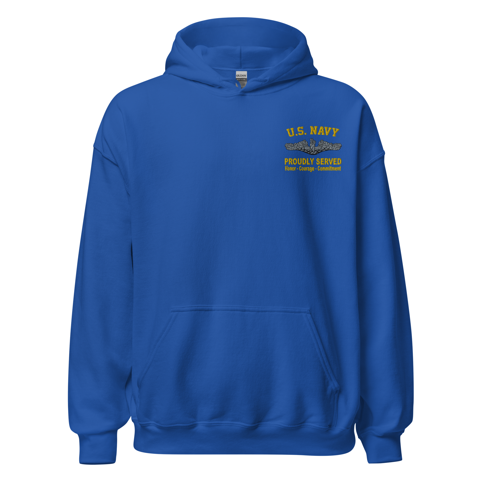 Custom US Navy Ranks, Insignia Core Values Embroidered Unisex Hoodie