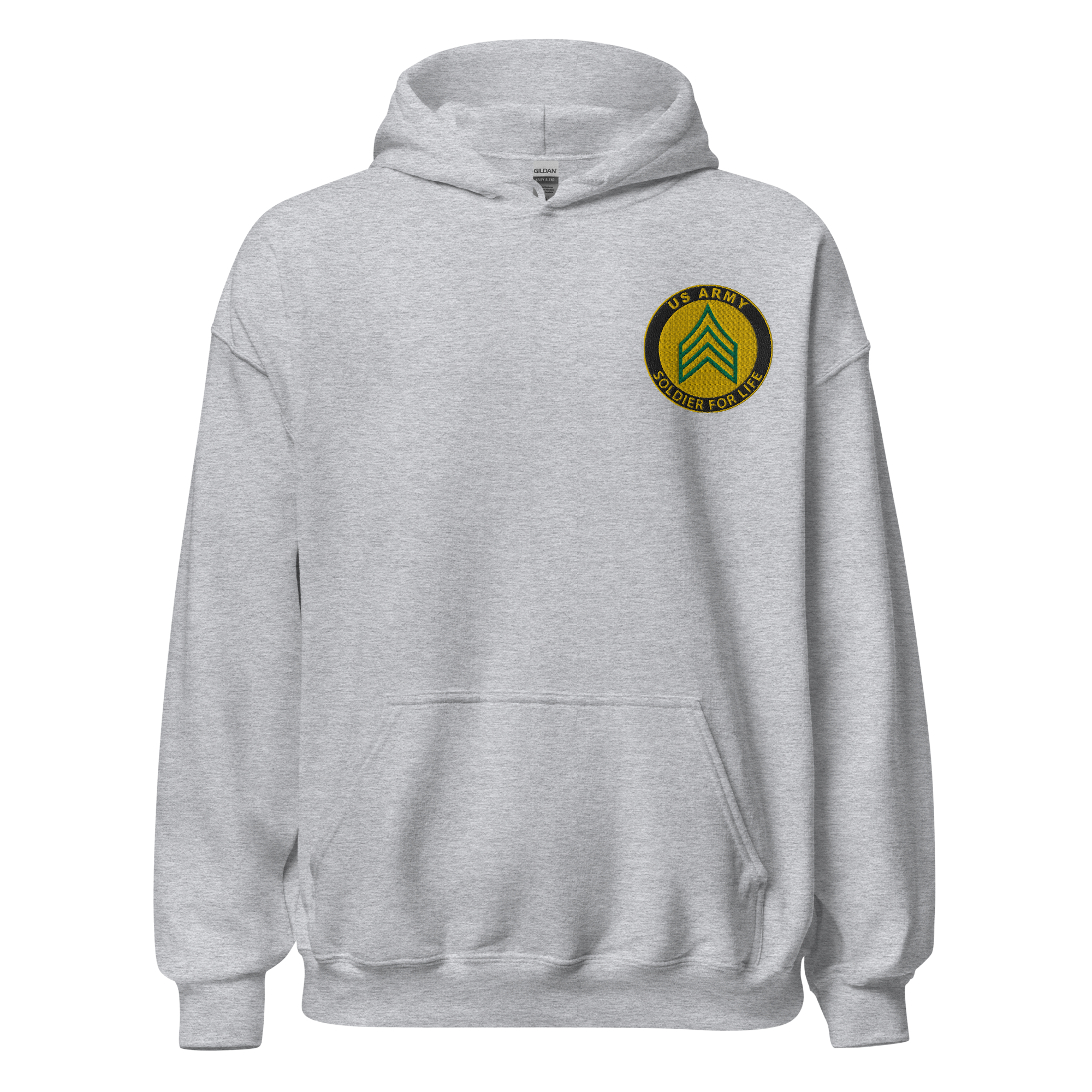 Custom US Army Ranks, Insignia Soldier For Life Embroidered Unisex Hoodie