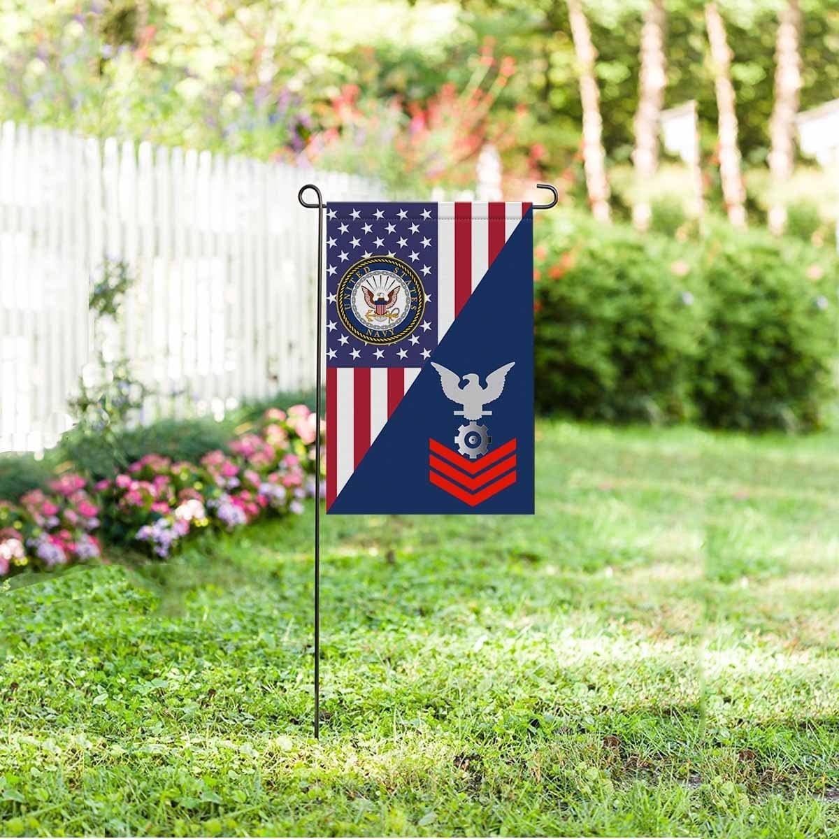 U.S Navy Engineman Navy EN E-6 Red Stripe Garden Flag/Yard Flag 12 inches x 18 inches Twin-Side Printing-GDFlag-Navy-Rating-Veterans Nation