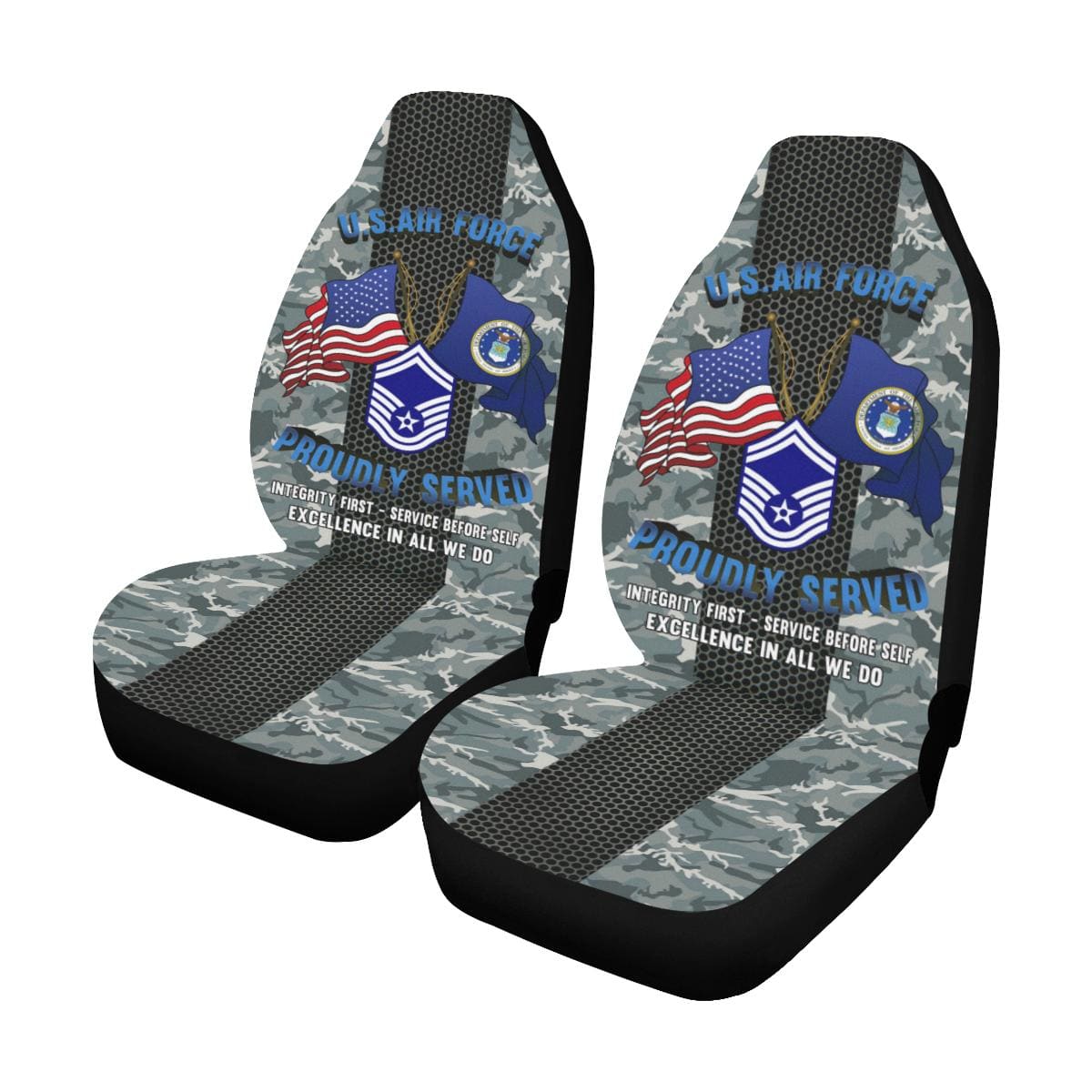 US Air Force E-8 Senior Master Sergeant SMSgt E8 Noncommissioned Officer Car Seat Covers (Set of 2)-SeatCovers-USAF-Ranks-Veterans Nation