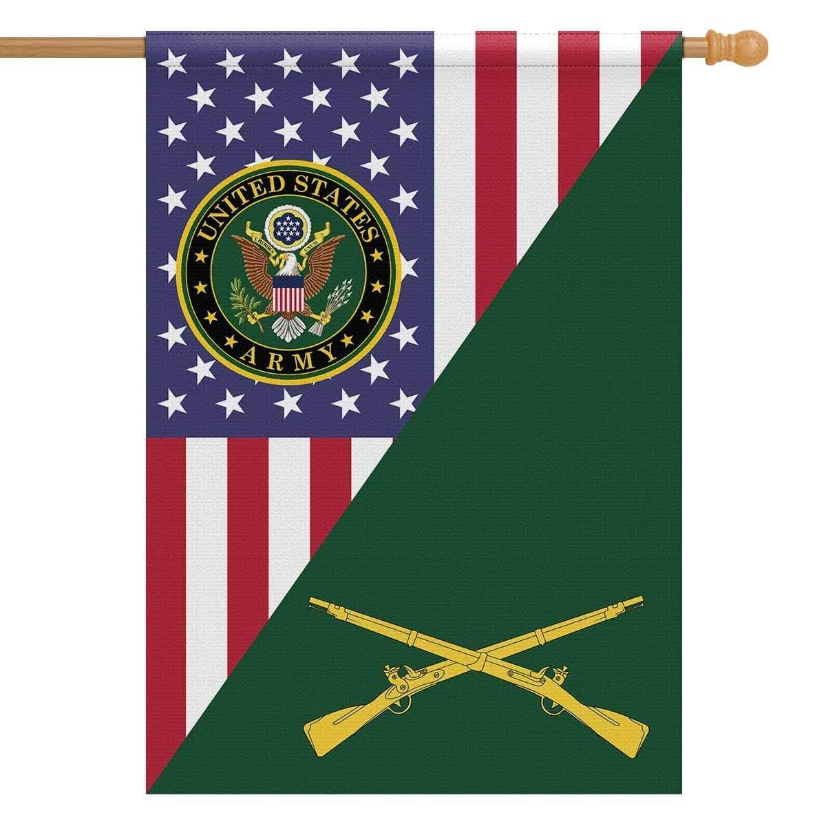 US Army Insignia With America Flag House Flag 28 Inch x 40 Inch Twin-Side Printing-HouseFlag-Army-Veterans Nation